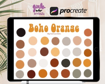 Procreate Boho Color Palette, Procreate Boho Orange Palette, Boho Color Swatches, Procreate Palette, Procreate Color Swatches, Boho Colors