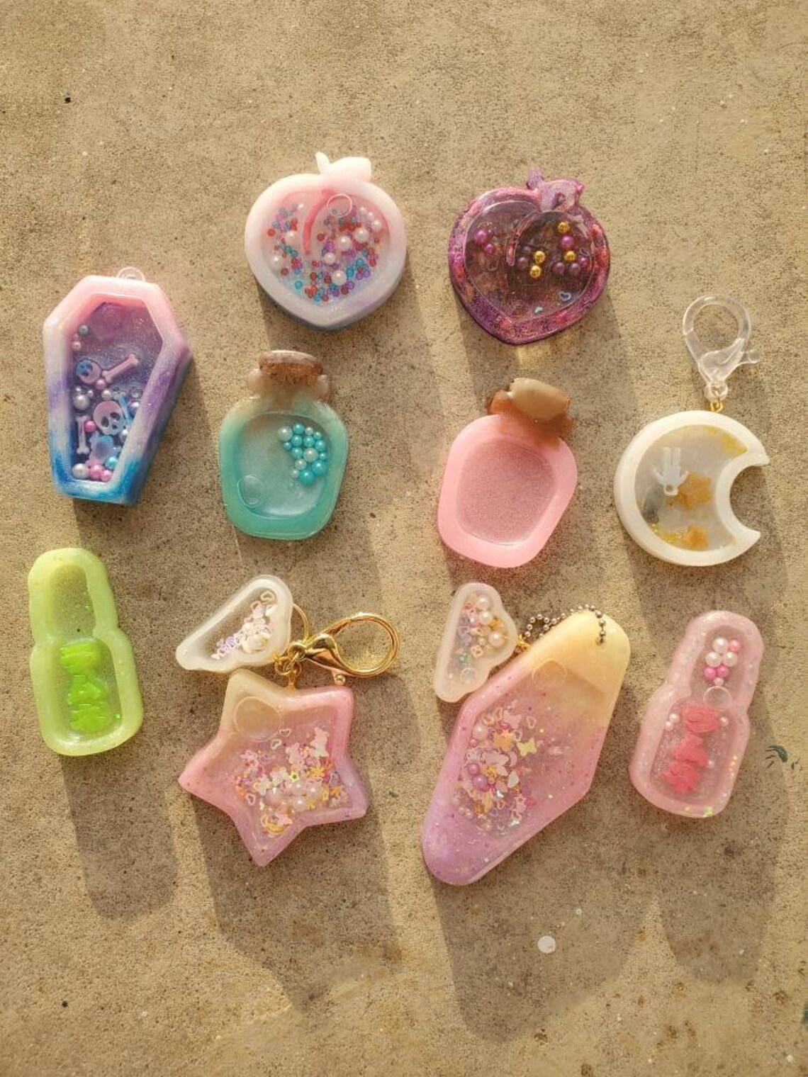 Resin Shaker Keychains Sunset Resin Shaker Keychains Bag Etsy