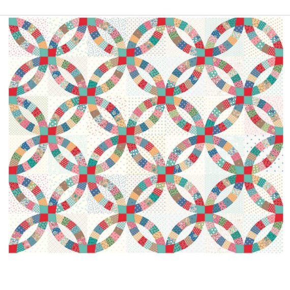 Home Town 107/108" Wideback Double Wedding Ring Cheater Print Fabric by Lori Holt for Riley Blake Sold by the Yard