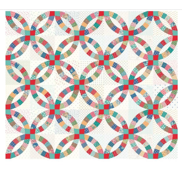 Home Town 107/108" Wideback Double Wedding Ring Cheater Print Fabric by Lori Holt for Riley Blake Sold by the Yard