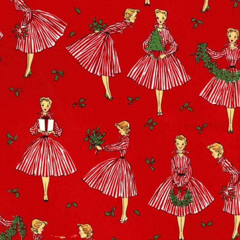 Retro Design Holiday Hostess Christmas Fabric by Michael Miller image 2