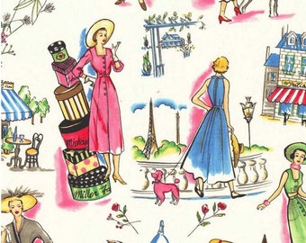 Cotton Canvas Duck Retro Mid Century Style Springtime in Paris Fashion