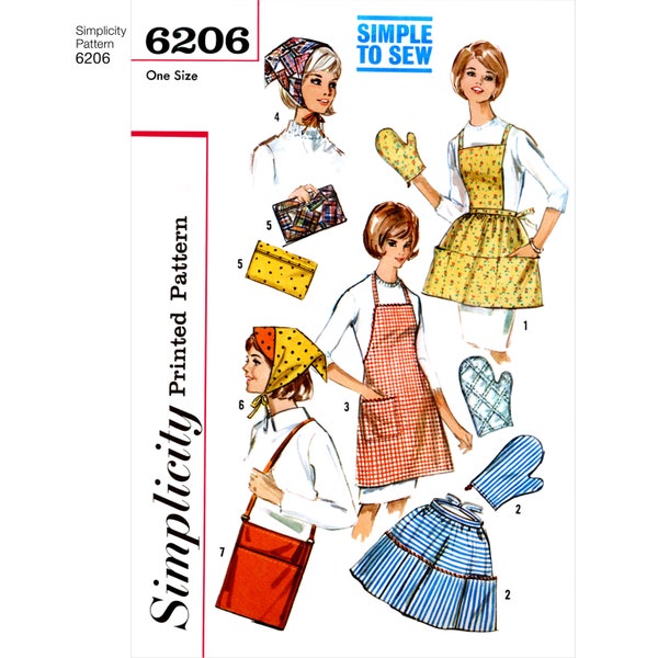 Simplicity 1960s New Retro Style Apron, Mitt, Tote, and Clutch Pattern