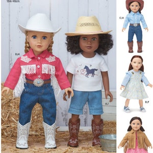 Simplicity Western Style Cowgirl Clothing for 18 Inch Dolls Pattern