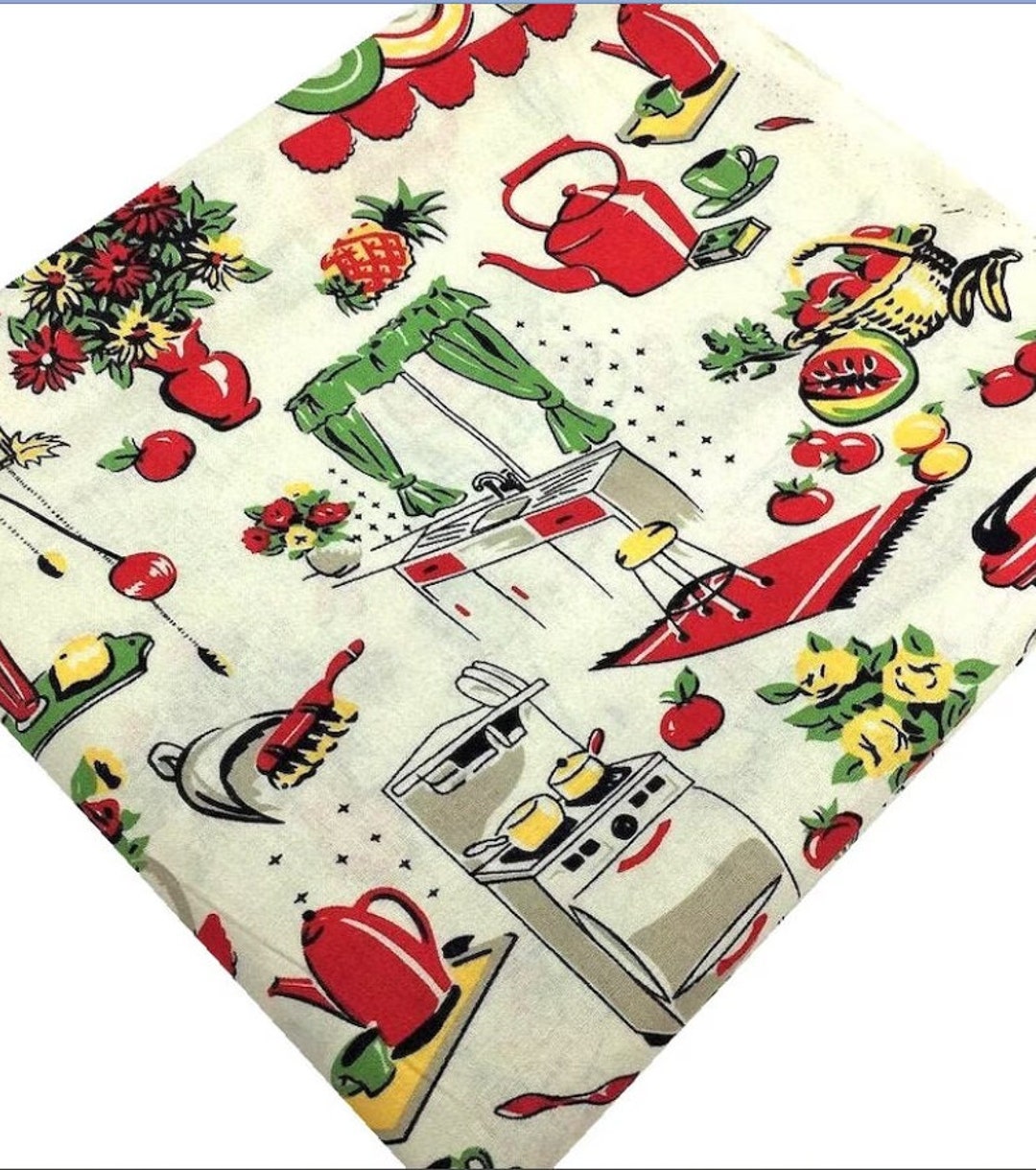 Fifties Kitchen Retro Style 1950s Kitchen Design Fabric by Michael ...