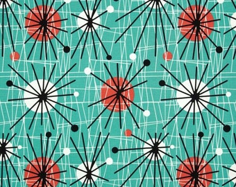 Michael Miller Atomic Mid Century fabric in Turquoise