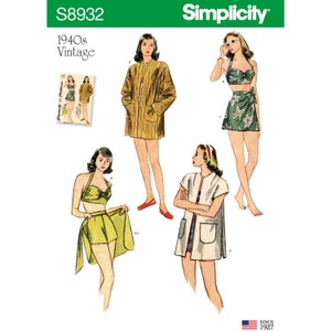 1940s Style Simplicity Vintage Design Swimsuit and Coverup