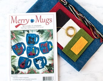 Christmas Holiday Coffee Hot Chocolate Mugs Woolfelt Ornament Kit