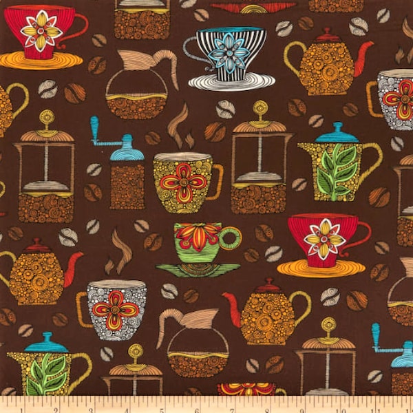 Coffee Cup Fabric Etsy