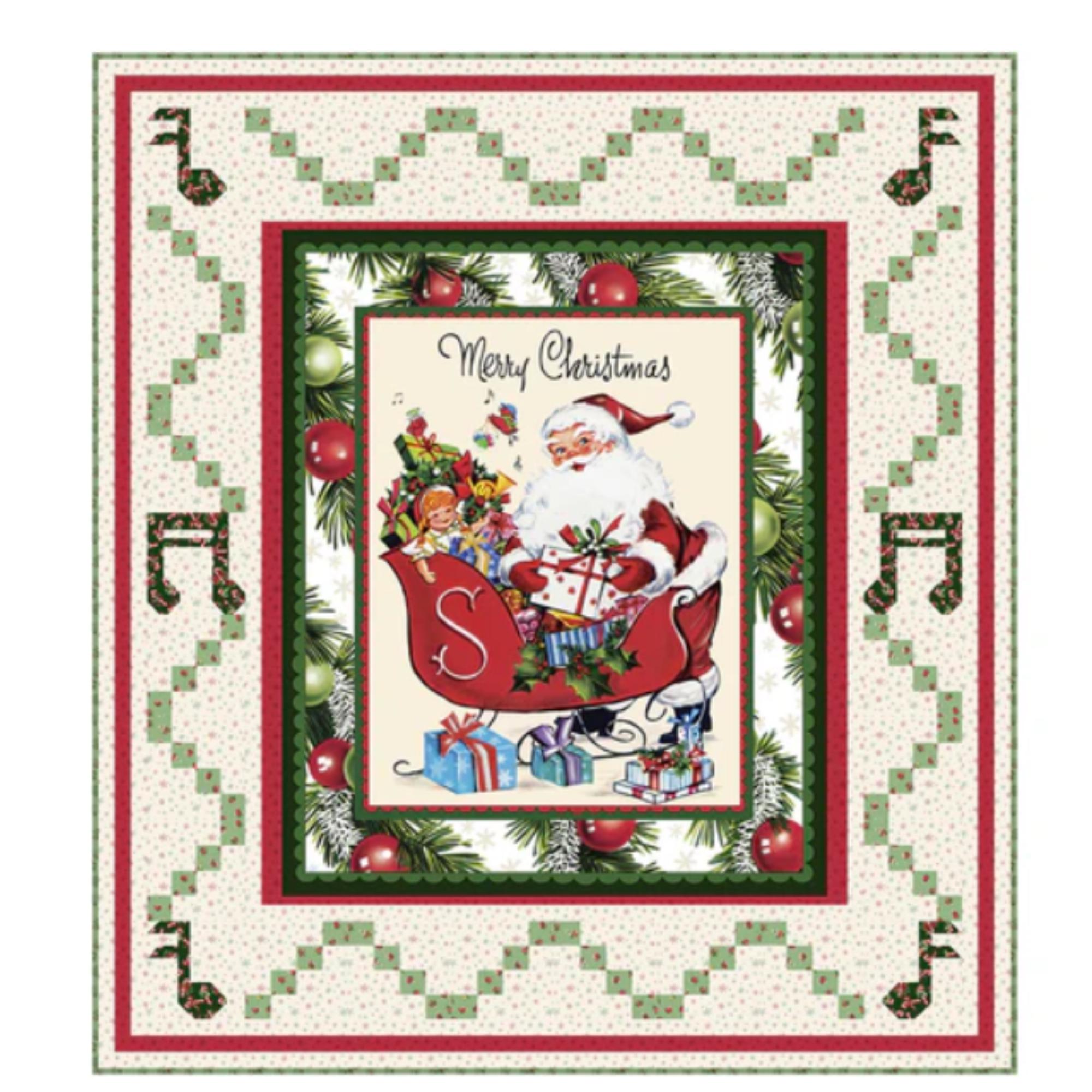 Merry Melody Retro Style Christmas Fat Quarter Bundle by Lesa Marino for P&B Fabrics 15 Pieces and 1 Panel
