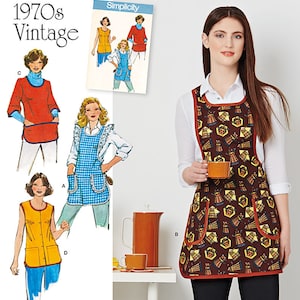 NEW Simplicity 1970s Vintage Style Smock Apron Pattern