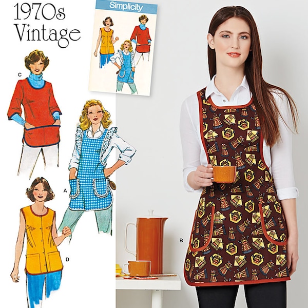 Simplicity 1970s Vintage Style Smock Apron Pattern NEW