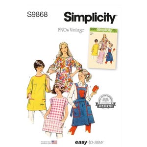 Simplicity 9868 1970s Vintage Apron and Smock Pattern New Easy to Sew Uncut Paper