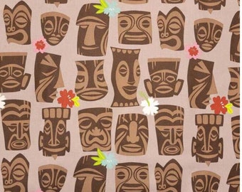 Discontinued Alexander Henry Luau Tiki Heads Tahiti Hawaiian Fabric By the Yard