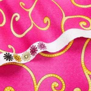 Bedazzling Pink and Golden Yellow Swirl Valentine Bridal Gift Fabric image 3
