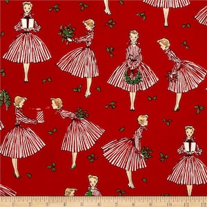 Retro Design Holiday Hostess Christmas Fabric by Michael Miller image 1