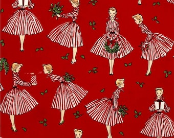 Retro Design Holiday Hostess Christmas Fabric by Michael Miller
