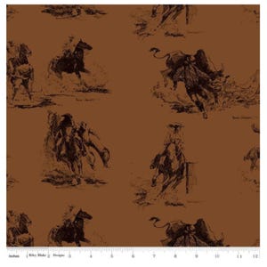 Back of the Chutes Main Sienna Cowboy Rodeo Fabric by Hugh Cabot for Riley Blake Designs BTY