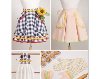 NEW Simplicity Half Apron Kitchen Towel Oven Mitts Pattern