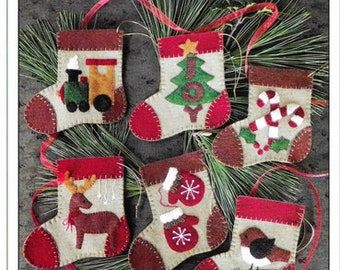 Christmas Handmade Stocking Ornaments Holiday Crafts Vintage Style Christmas Stockings Ornament Felt Kit