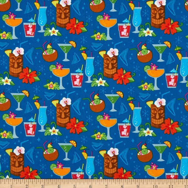 Retro Design Tiki Bar Cocktail fabric by Robert Kaufman