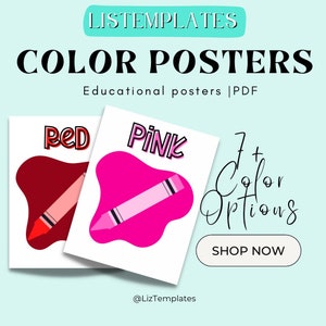 Editable Classroom Color Posters, Editable Color Pack, Bulletin Board Posters, Classroom Decor, Classroom Posters, Teacher Printable