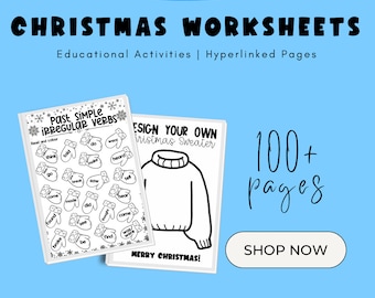 Christmas Worksheets Digital Download, Printable Christmas Activities, Ready to Print Christmas Worksheets, Christmas Activities for Kids