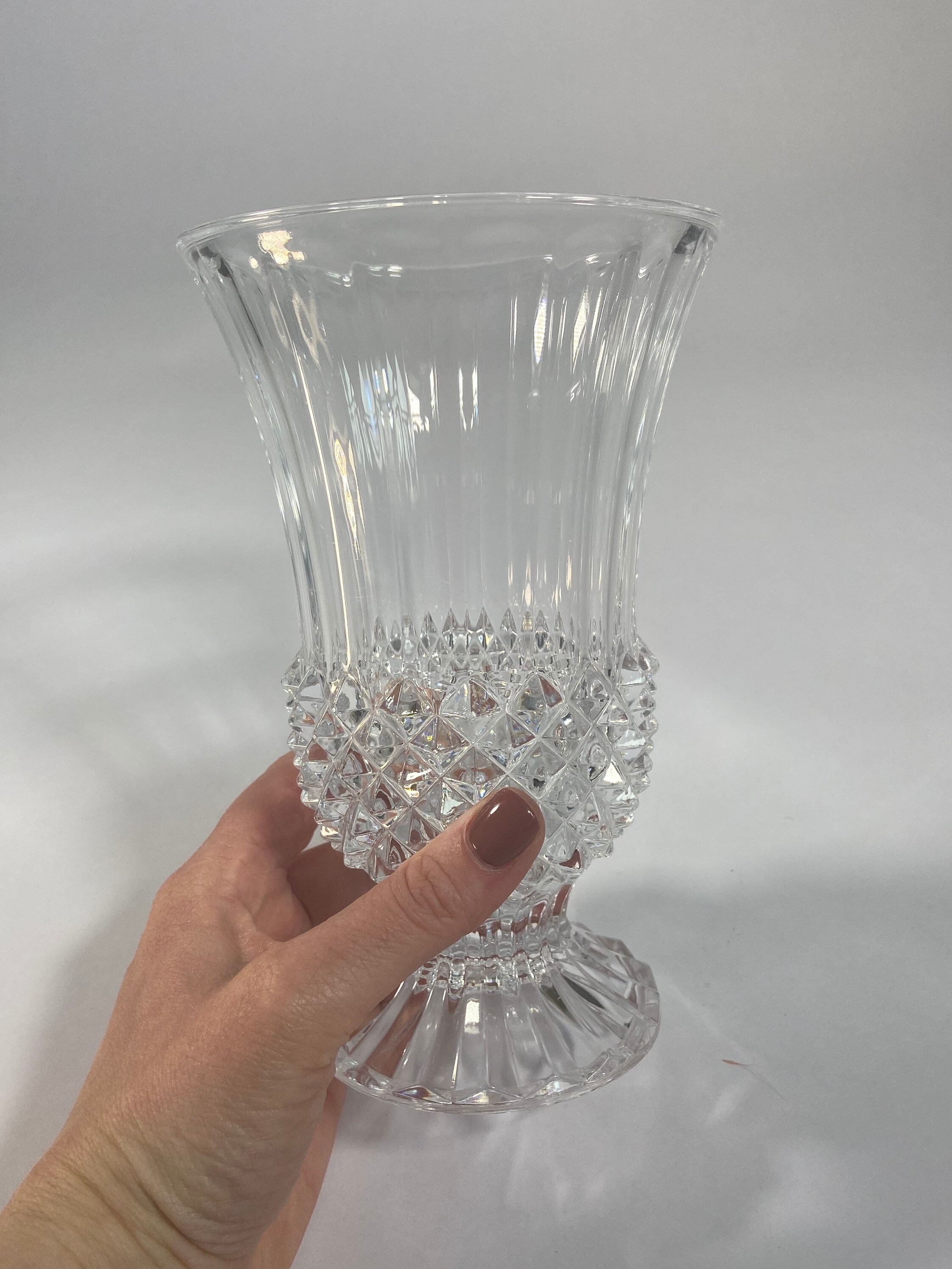Vintage Pressed Glass Large Vase Etsy
