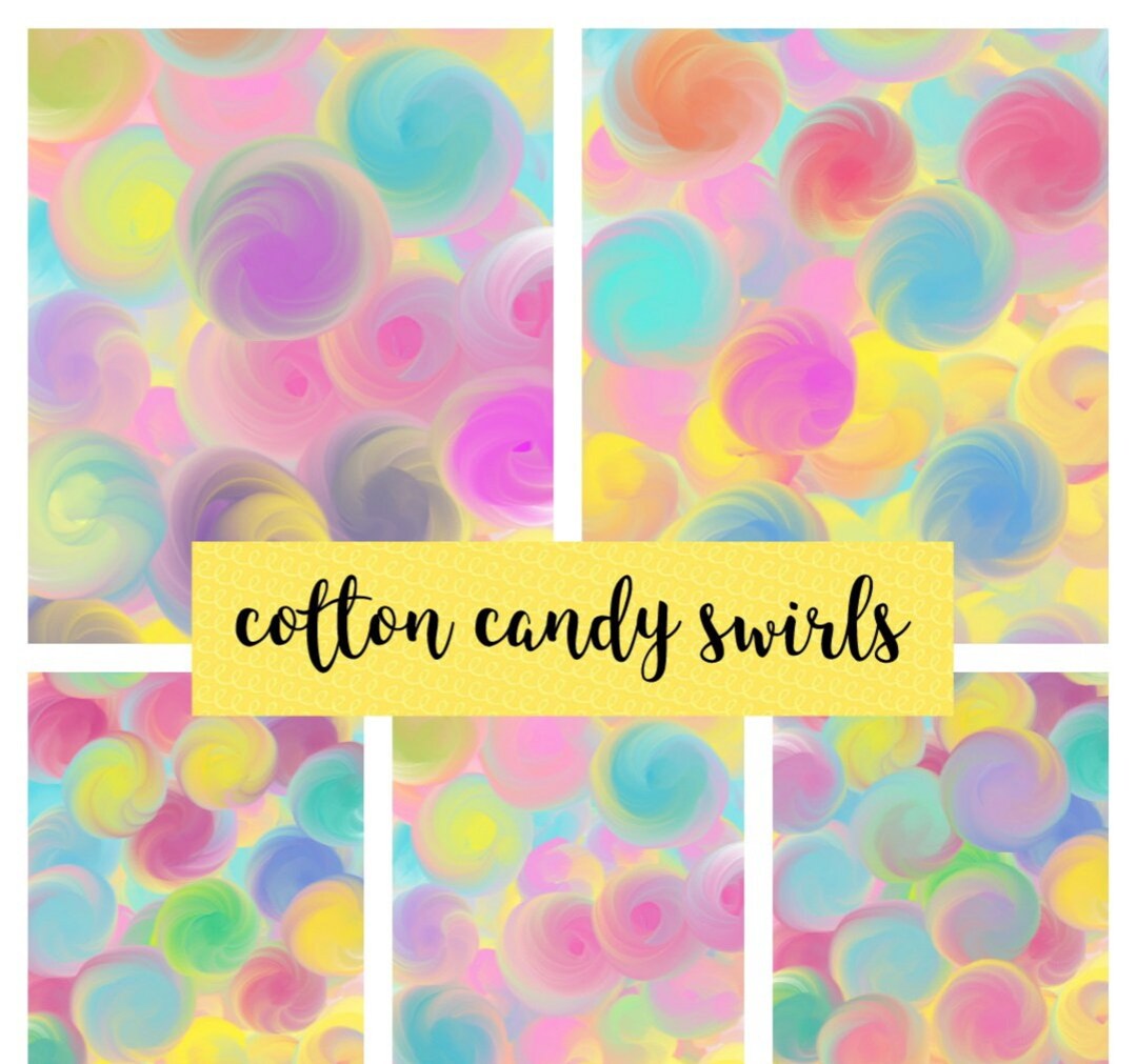 Unicorn. Cotton Candy. Candy Swirls for Commercial Use A4 Digital Paper