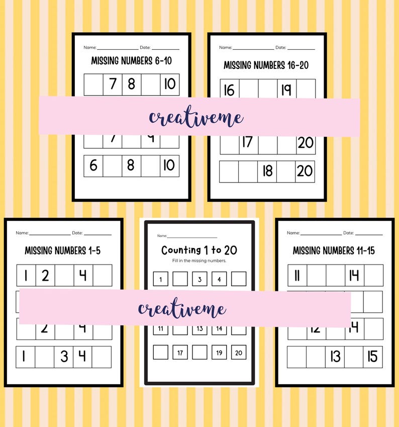 Include Numbers Missing Numbers 1-100 Worksheets: Fun Math Pack (A4 Digital Download ...