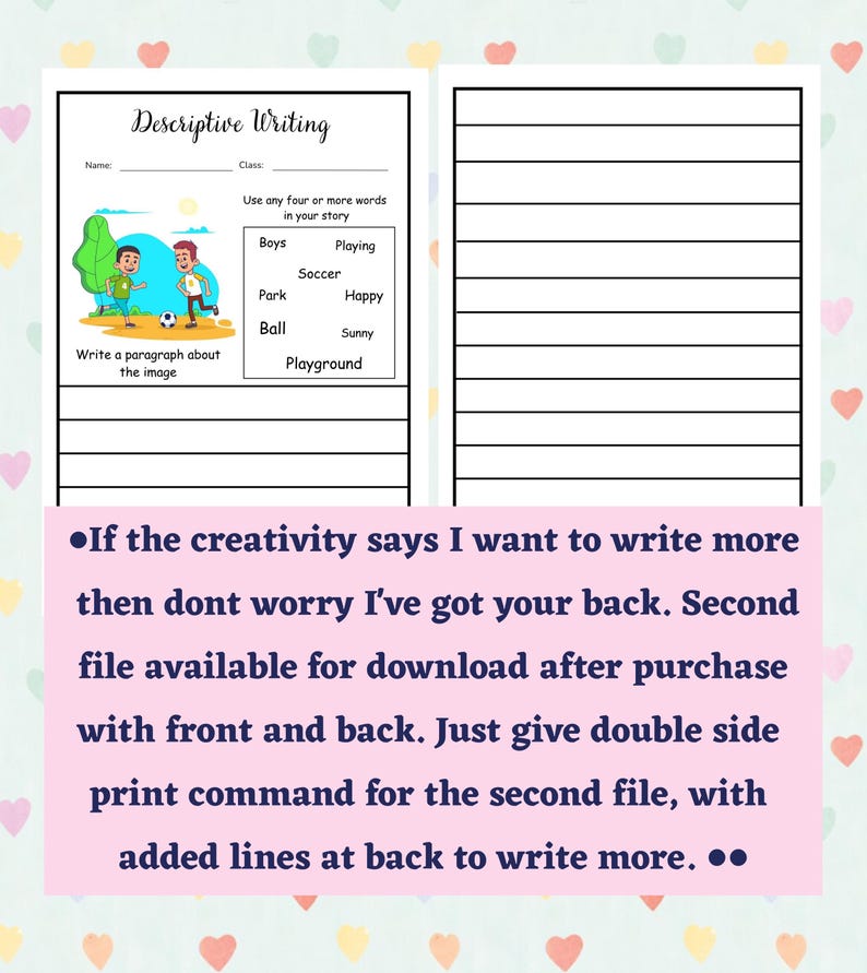 Creative Writing Worksheets: Descriptive Prompts, Grammar Practice (A4 ...