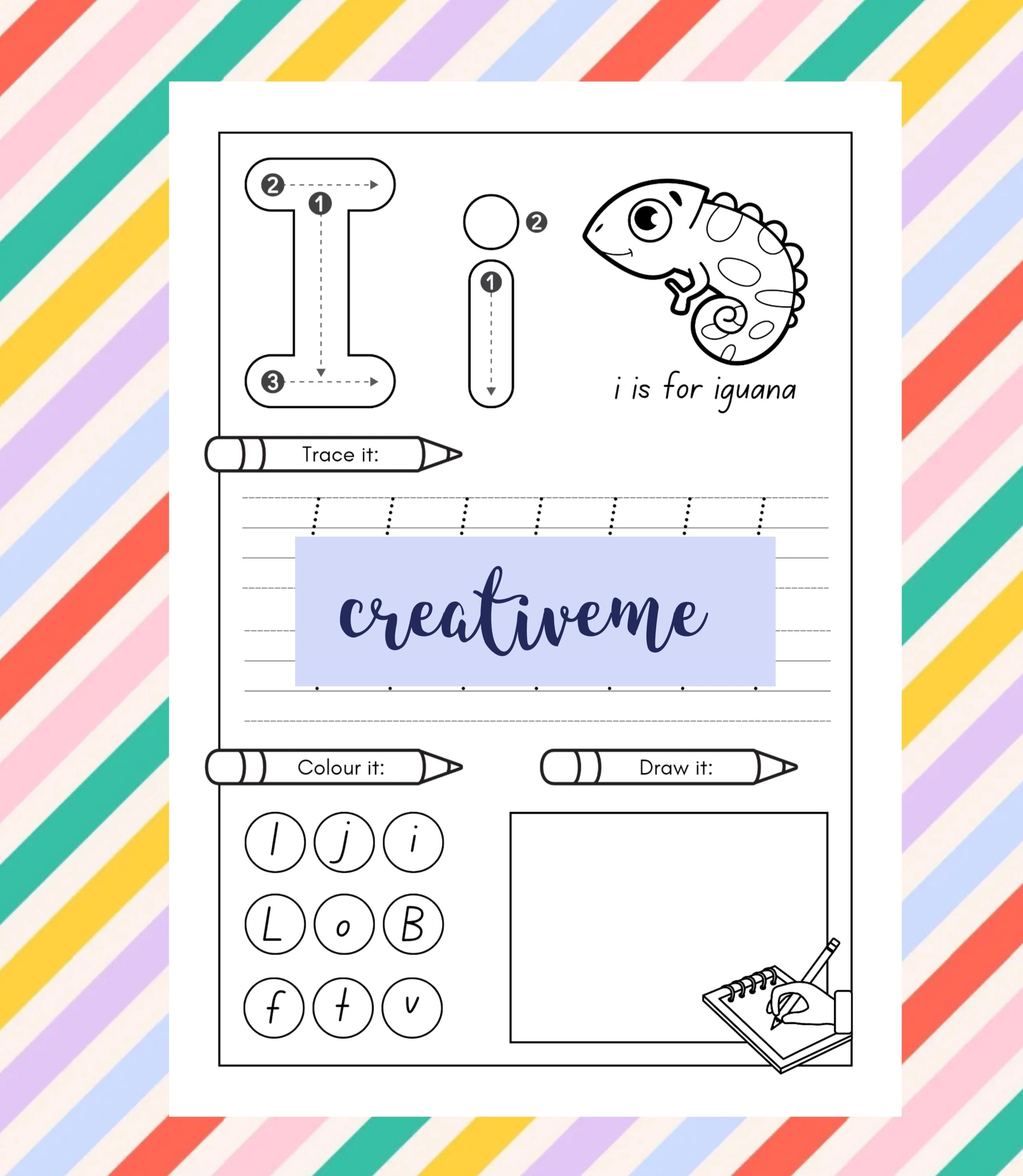 Abc Drawing Workshee ABC Letter Tracing Worksheets: Coloring & Drawing Activity (PDF) - Etsy