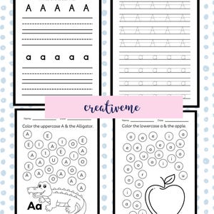 Hoja de trabajo de reconocimiento de letras para niños. Aprenda mayúsculas y minúsculas, trace letras y aprenda la formación de letras con estas divertidas hojas de trabajo.