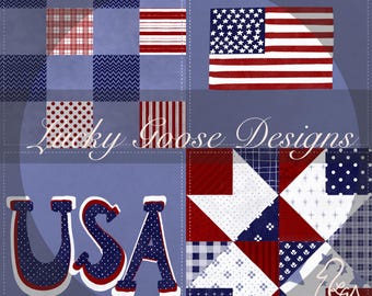 Naadloos patriottisch patchworkpatroon – VS quiltontwerp (png-bestand)