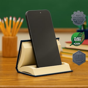 Suporte para celular ou porta-cartões de visita em formato de livro aberto – Demonstre sua paixão pela leitura!