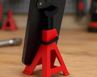 Soporte para teléfono con gato hidráulico / Accesorio para escritorio de mecánico o caja de herramientas