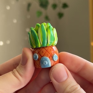 Pineapple house stash | polymer clay stash jar cute cartoon nostalgic gift