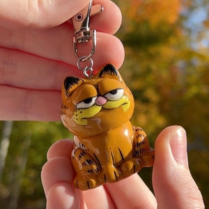 Garfield Vorratsglas Schlüsselanhänger | Katzendose Schlüsselanhänger aus Polymer Clay
