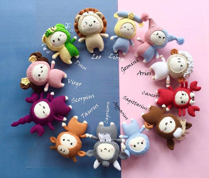 Amigurumi 12 signs of the zodiac Crochet Handmade By Wool Etsy