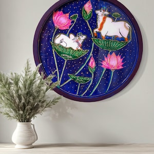 Pichwai art | 3D art decor | wood wall decor | Pichwai cow | Indian Pichwai art | Indian art | Indian wall decor