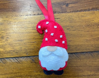 Handmade Santa Gnome: Festive Felt Christmas Tree Ornament