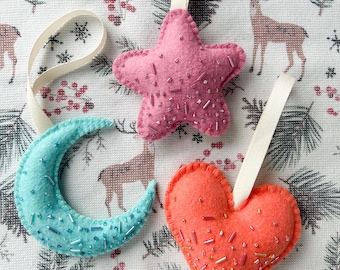 Handmade Felt Candy Inspired Christmas Ornaments