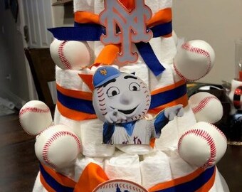 3 Tier Sports Theme Diaper Cake, Baby Shower Gift, Baseball, Football, Hockey Themes Available