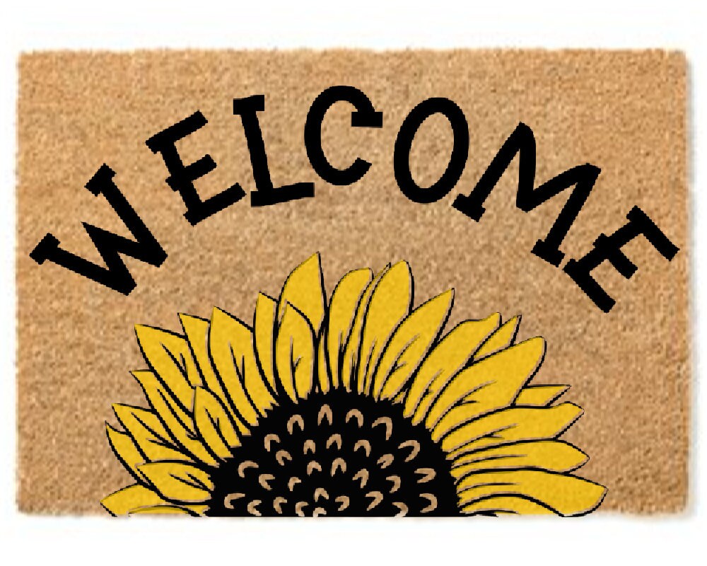 Sunflower welcome svg file door mat design sunflower svg | Etsy