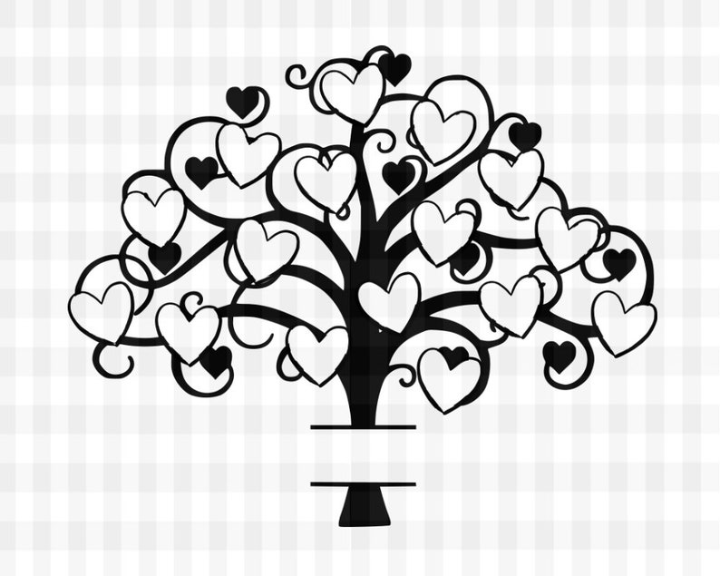 Editable Family Tree SVG: Heart Leaves, Cricut Silhouette (digital ...