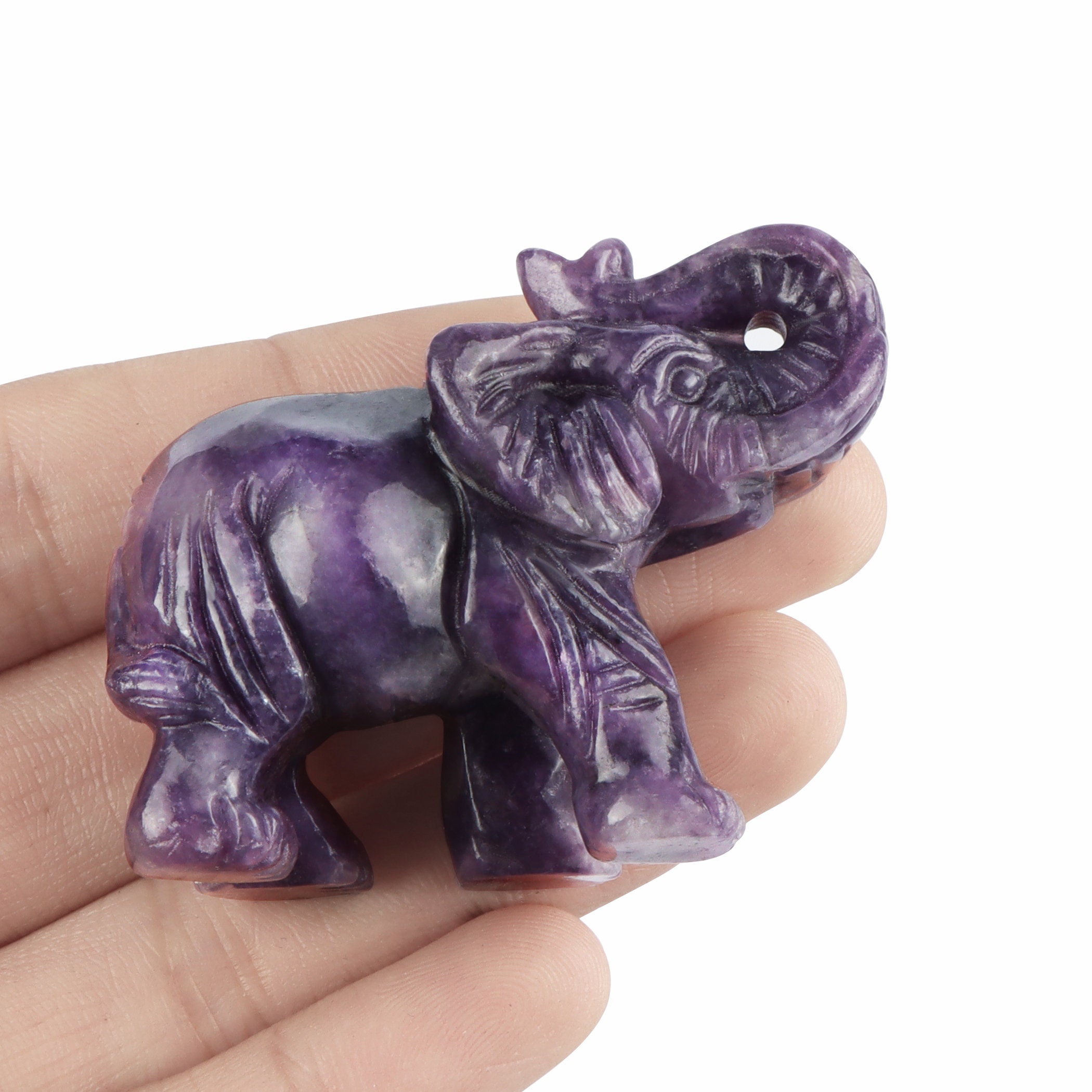 2 Crystal Elephant Statue Hand Carved Gemstone Fine Art Etsy UK