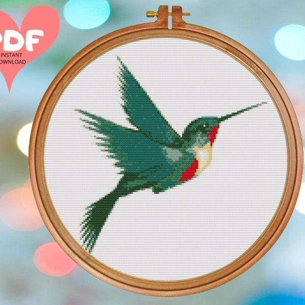 Hummingbird - Fast and EASY  - BEGINNERS - Counted Cross Stitch Pattern - Instant Download - PDF Chart - X Stitch Needlework