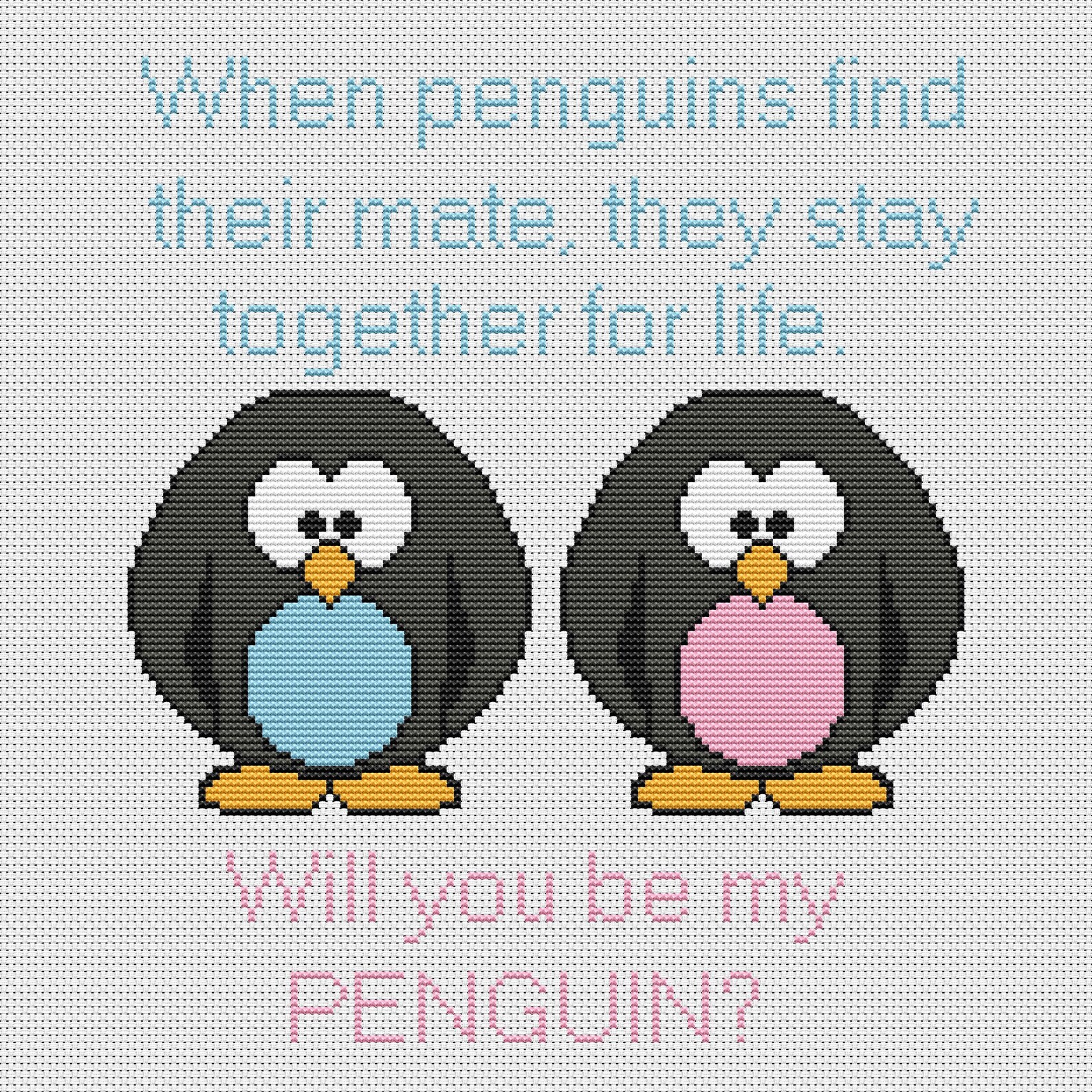EASY Penguin Mates BEGINNERS Counted Cross Stitch - Etsy