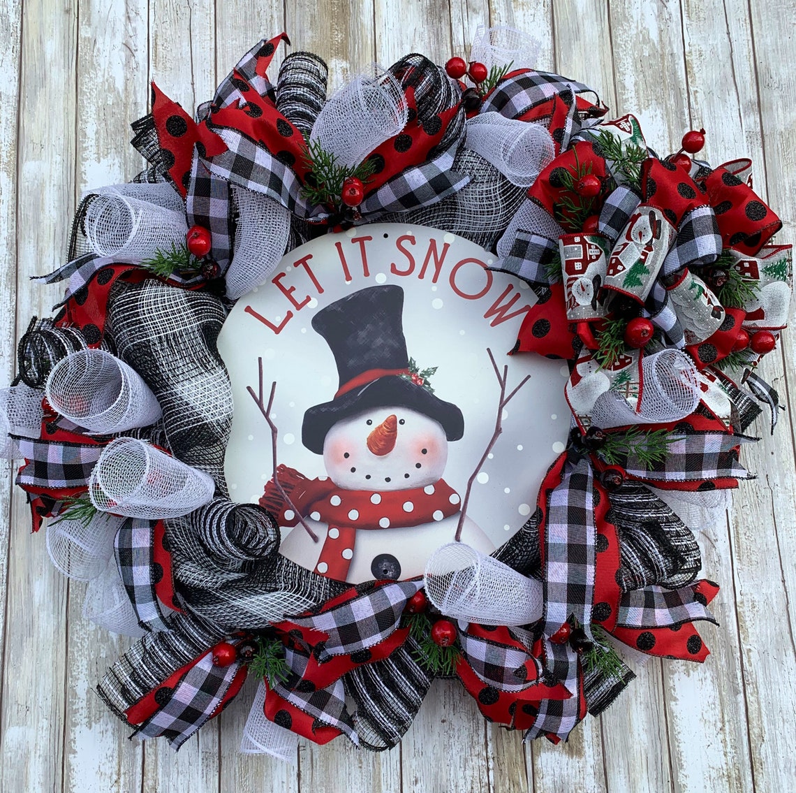 Corona de Navidad de Snowman corona de muñeco de nieve | Etsy