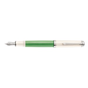 Pluma estilográfica Pelikan Souveran M605 edición especial verde y blanca, plumín extrafino EF